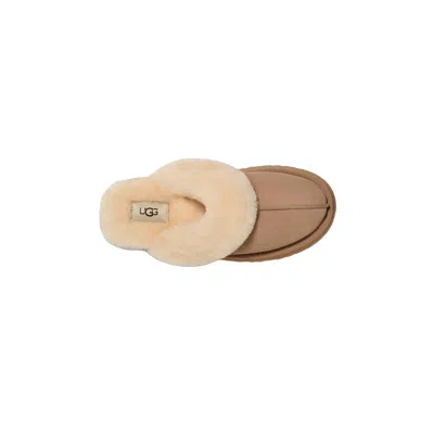Ugg Disquette Sheepskin Platform Slippers In Brown