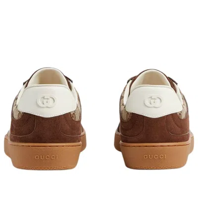 Gucci Men G75 Low-top Supreme Gg Fabric And Suede Sneakers In Brown