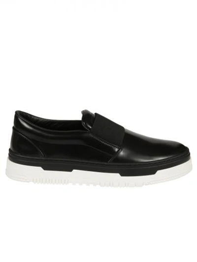 Shop Valentino Leather Slip-on Sneakers In Black