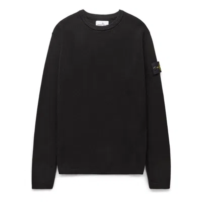 Stone Island Kids Mini Ribbed Neckline Sweatshirt For Boys In Black