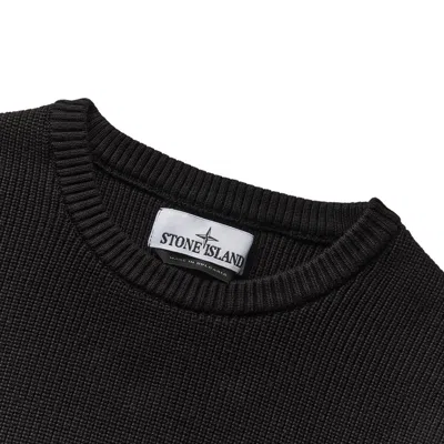 Stone Island Kids Mini Ribbed Neckline Sweatshirt For Boys In Black