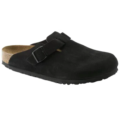 Birkenstock Boston Bs Mens Nubuck Slip On Clogs In Black