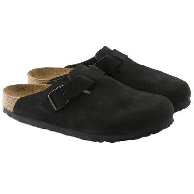 Birkenstock Boston Bs Mens Nubuck Slip On Clogs In Black