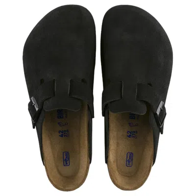 Birkenstock Boston Bs Mens Nubuck Slip On Clogs In Black