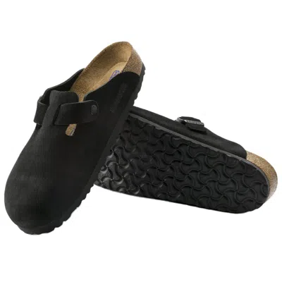 Birkenstock Boston Bs Mens Nubuck Slip On Clogs In Black