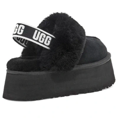 Ugg Black Leather Clog With Faux Fur And Elastic Back  In Black