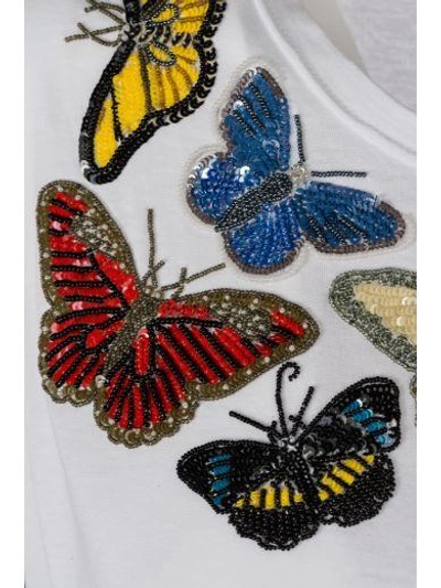 Shop Alexander Mcqueen Embroidered Butterfly T-shirt In White