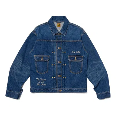 Human Made Embroidered Denim Work Jacket In Blue