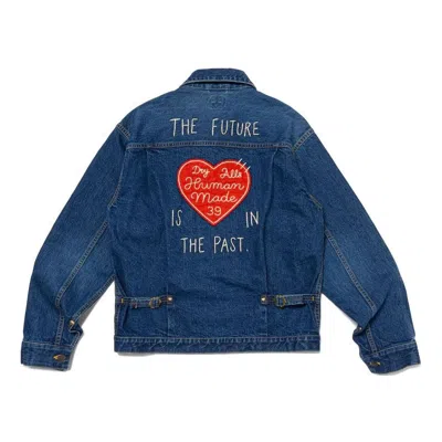 Human Made Embroidered Denim Work Jacket In Blue
