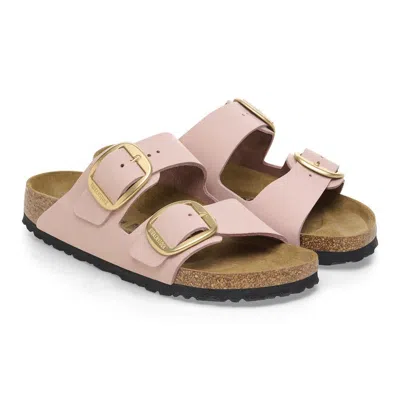 Birkenstock Contoured Pink Leather Sandals With Elegant Buckles In Pink