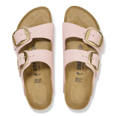Birkenstock Contoured Pink Leather Sandals With Elegant Buckles In Pink