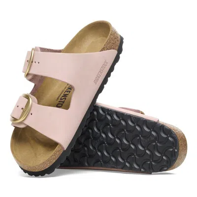 Birkenstock Contoured Pink Leather Sandals With Elegant Buckles In Pink