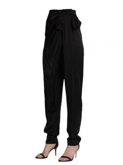 Shop Lanvin Trousers With Bow Detail In Nero