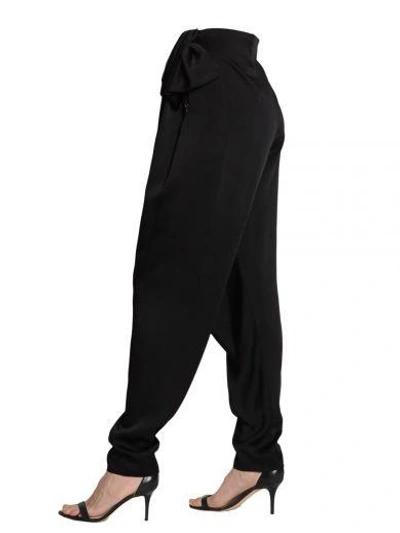 Shop Lanvin Trousers With Bow Detail In Nero