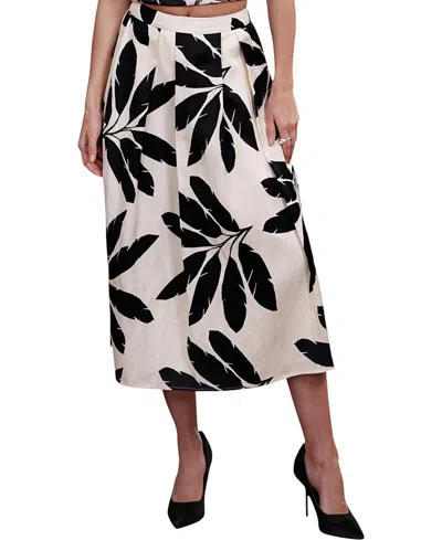 Mint Velvet Neutral Palm Print Midi Skirt In Pattern