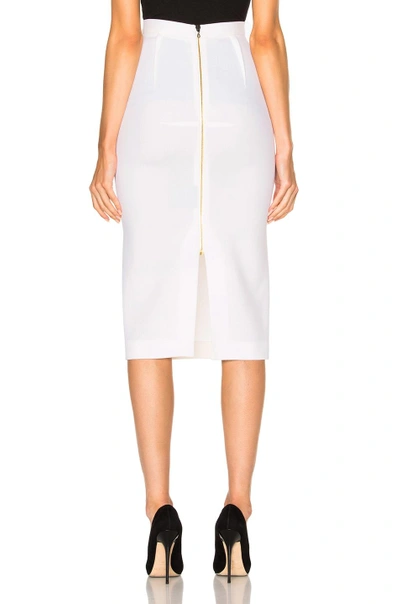 Shop Roland Mouret Arreton Double Wool Crepe Skirt In White