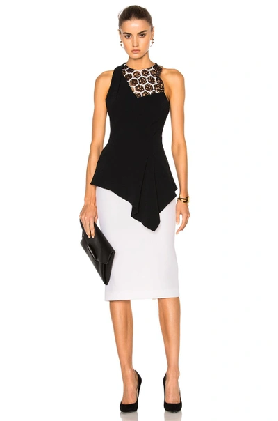 Shop Roland Mouret Arreton Double Wool Crepe Skirt In White