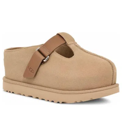 Ugg Goldenstar Beige Suede Slippers In Neutral