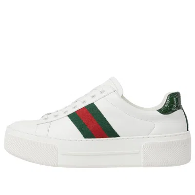 Gucci White Calf Leather Bos Taurus Low Top Sneakers