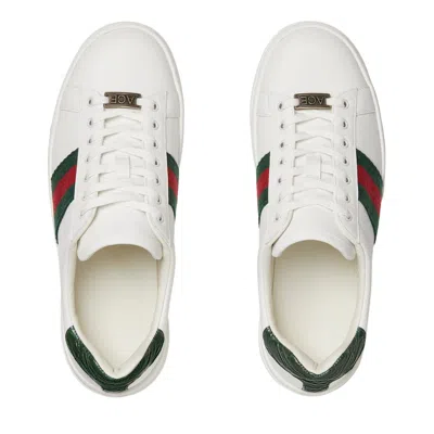 Gucci White Calf Leather Bos Taurus Low Top Sneakers