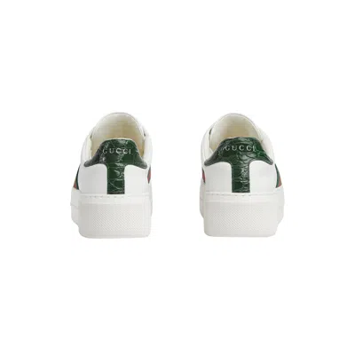 Gucci White Calf Leather Bos Taurus Low Top Sneakers