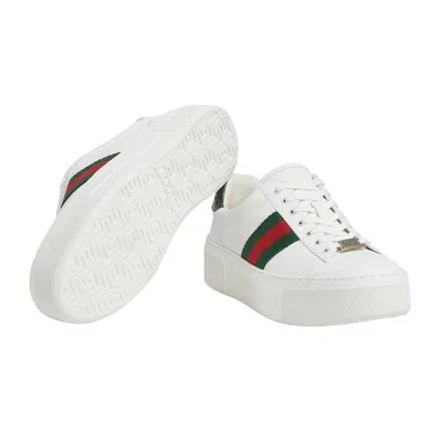 Gucci White Calf Leather Bos Taurus Low Top Sneakers