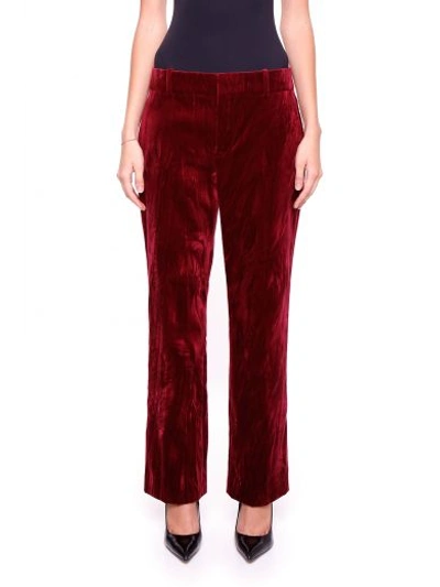 Lanvin Creased Straight Fit Trousers In Plum|rosso
