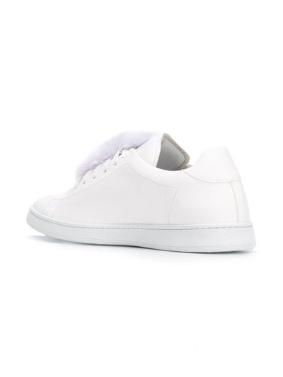 Shop Joshua Sanders Fur Detail Lace Up Sneakers In White