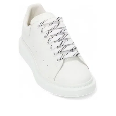 Alexander Mcqueen White Low Top Sneakers With Logo Lettering On Tongue And Heel In Leather Woman