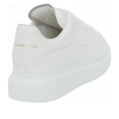 Alexander Mcqueen White Low Top Sneakers With Logo Lettering On Tongue And Heel In Leather Woman