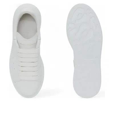 Alexander Mcqueen White Low Top Sneakers With Logo Lettering On Tongue And Heel In Leather Woman