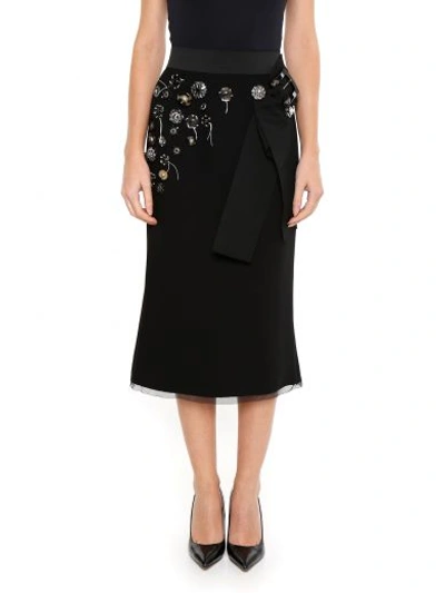 Shop Dolce & Gabbana Embellished Stretch Cady Skirt In Nero|nero