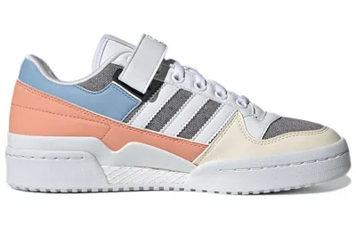 Adidas Originals (wmns)  Forum Low Wear-resistant Non-slip Casual Skateboarding Shoes White Blue Gray In Multi