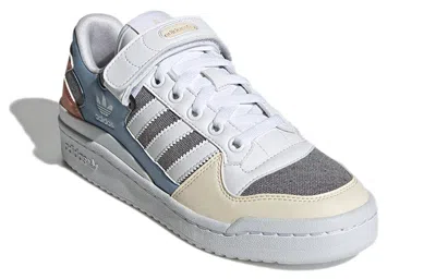 Adidas Originals (wmns)  Forum Low Wear-resistant Non-slip Casual Skateboarding Shoes White Blue Gray In Multi