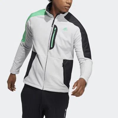 Adidas Originals Men's Adidas Snw Mid Fleece Logo Printing Contrasting Colors Sports Jacket White