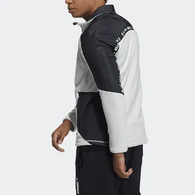 Adidas Originals Men's Adidas Snw Mid Fleece Logo Printing Contrasting Colors Sports Jacket White