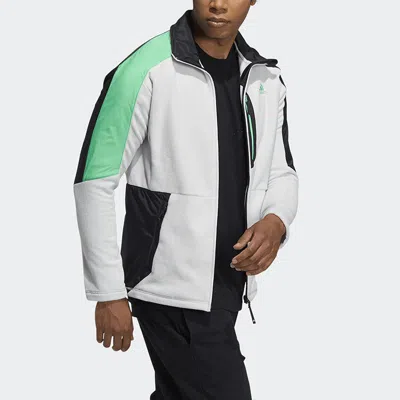 Adidas Originals Men's Adidas Snw Mid Fleece Logo Printing Contrasting Colors Sports Jacket White