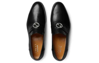 Gucci Logo Plaque Loafers In Black