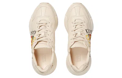 Gucci Ivory Rhyton  Logo Leather Sneaker In Multi