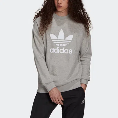 Adidas Originals Adidas Original Adicolor Classics Trefoil Crewneck Sweatshirt 'medium Grey Heather White' In Gray