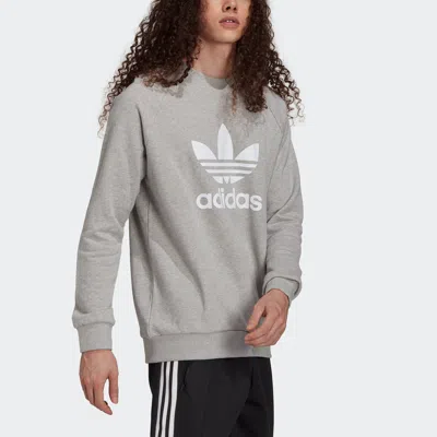 Adidas Originals Adidas Original Adicolor Classics Trefoil Crewneck Sweatshirt 'medium Grey Heather White' In Gray