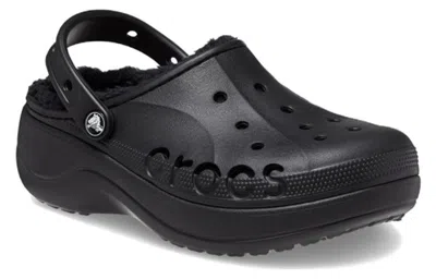 Crocs Baya Platform Lined Sabots Femmes Black 39 In Black