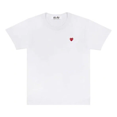 Comme Des Garçons Play Comme Des Garcons Play Mens Red Heart Logo T-shirt In White