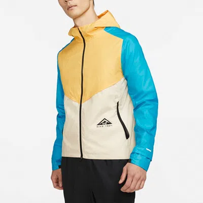 Nike Windrunner Contrast Windproof Casual Hooded Jacket For Men Yellow In Multi