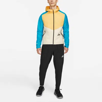 Nike Windrunner Contrast Windproof Casual Hooded Jacket For Men Yellow In Multi