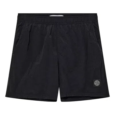 Stone Island Slim Fit Swim Trunks With Compass Patch In Black