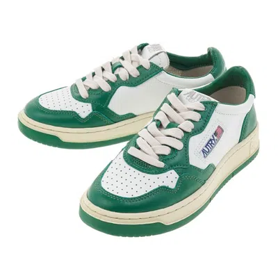 Autry Low Top Panelled Sneakers With Flatform Sole In Green