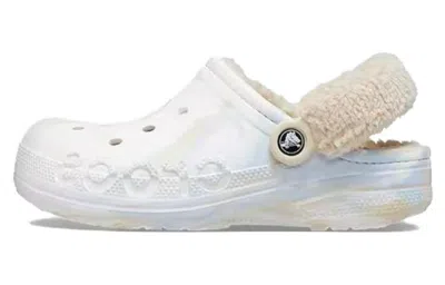 Crocs (wmns)  Baya Lined Fuzz Strap Marbled Clog 'white Multi' In Neutral