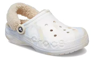 Crocs (wmns)  Baya Lined Fuzz Strap Marbled Clog 'white Multi' In Neutral