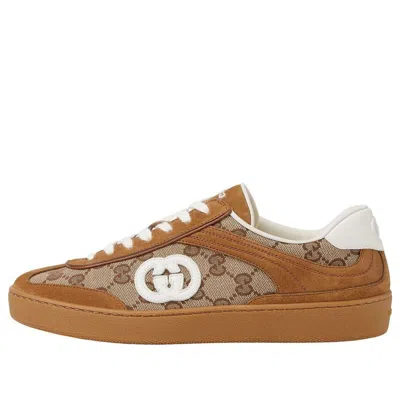 Gucci Brown G75 Sneaker In Suede And Gg Fabric Women In Brown